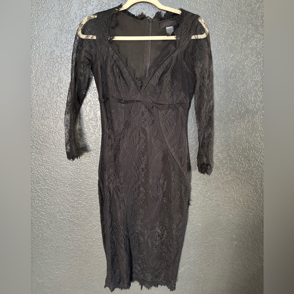 La Femme en Noir Black Lace Pencil Dress